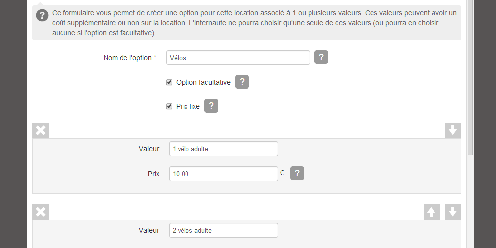 Modifier l'option